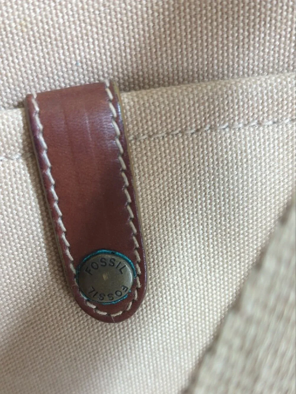Fossil Canvas Messenger Bag in Beige